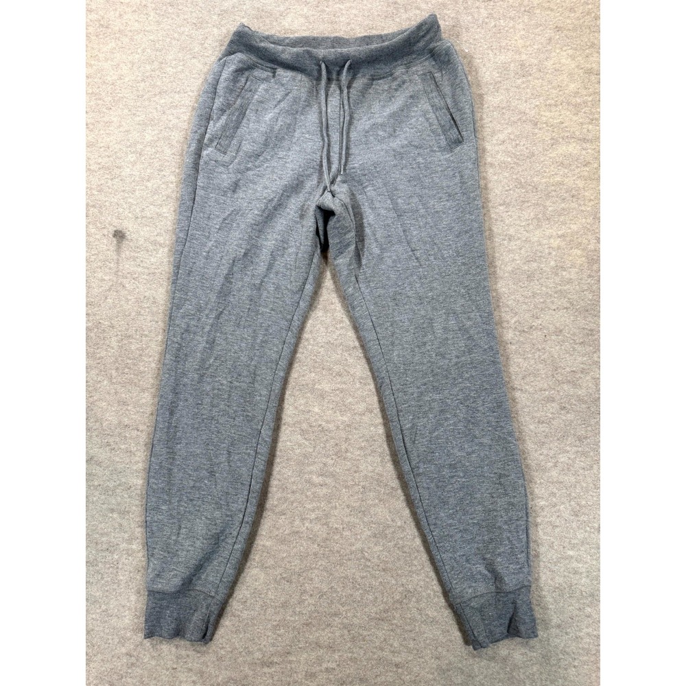 Womens Jogger Pants 26 Heather Gray Mid Rise Tapered Leg Drawstring Athleisure
